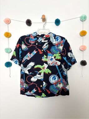 Re/Done 50s Hawaiian Crane Vintage Button Up Shirt